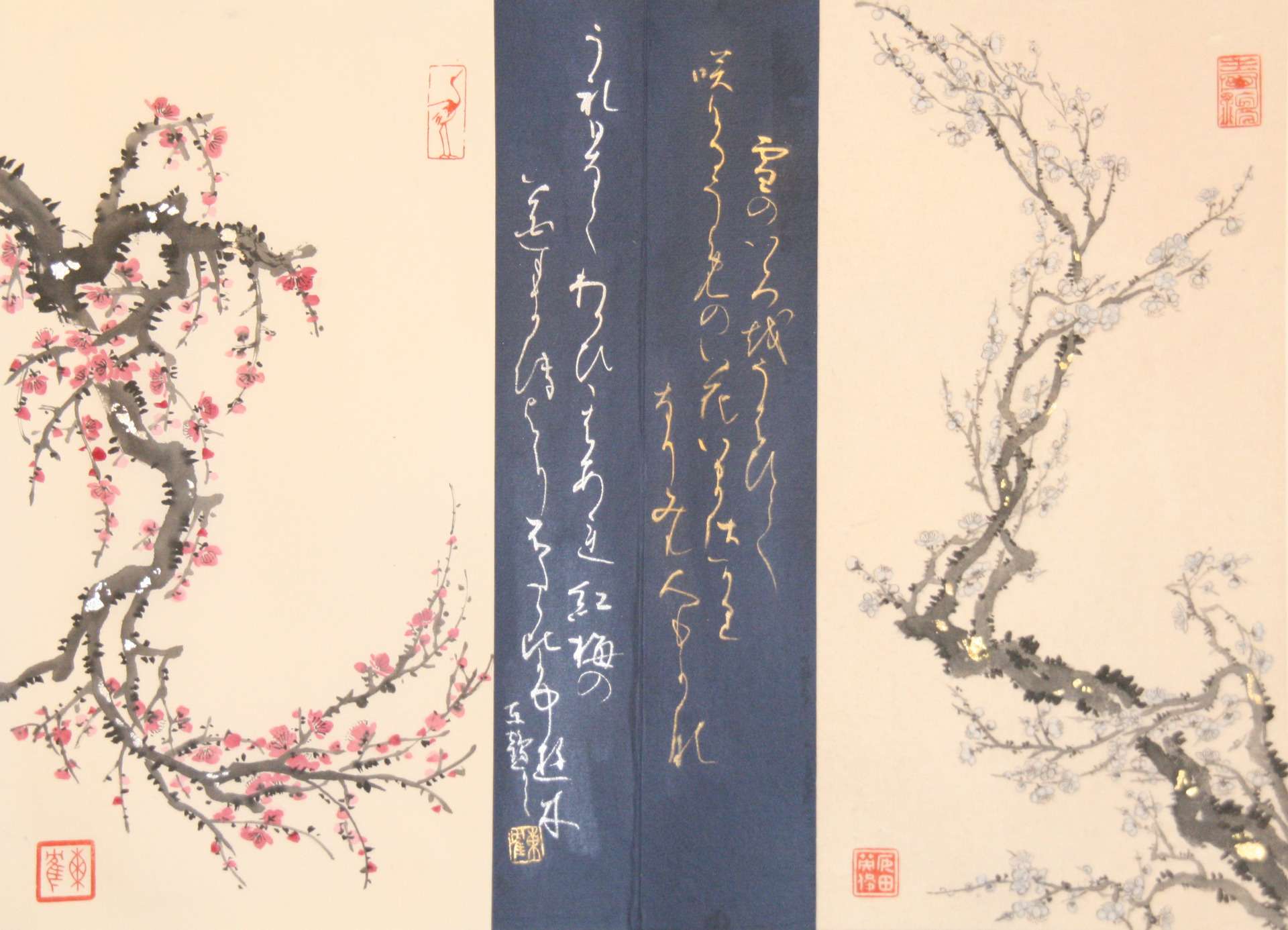 「紅白梅花図」